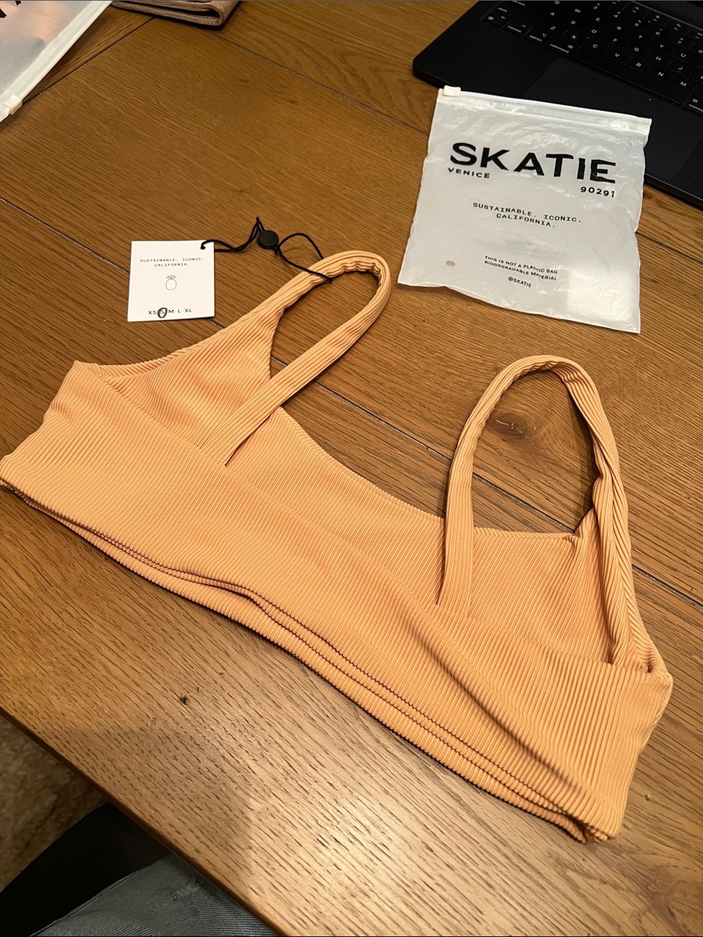 Skatie Peach Ribbed Bikini Set - Picture 2 of 2